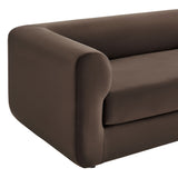 Emrys 89" Performance Velvet Upholstered Sofa in Chocolate Brown