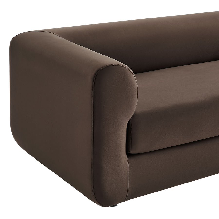 Emrys 89" Performance Velvet Upholstered Sofa in Chocolate Brown