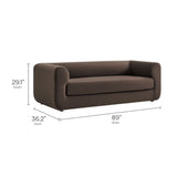 Emrys 89" Performance Velvet Upholstered Sofa in Chocolate Brown