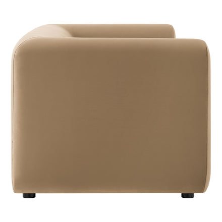Leif 89" Performance Velvet Upholstered Sofa in Taupe