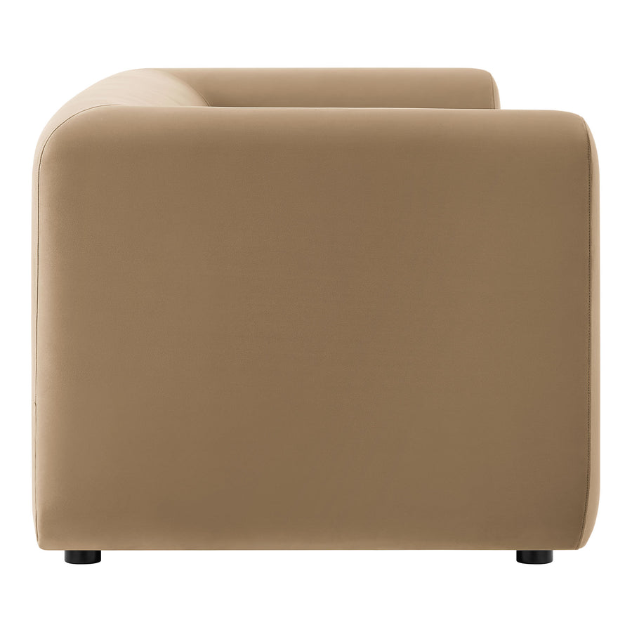 Emrys 89" Performance Velvet Upholstered Sofa in Taupe