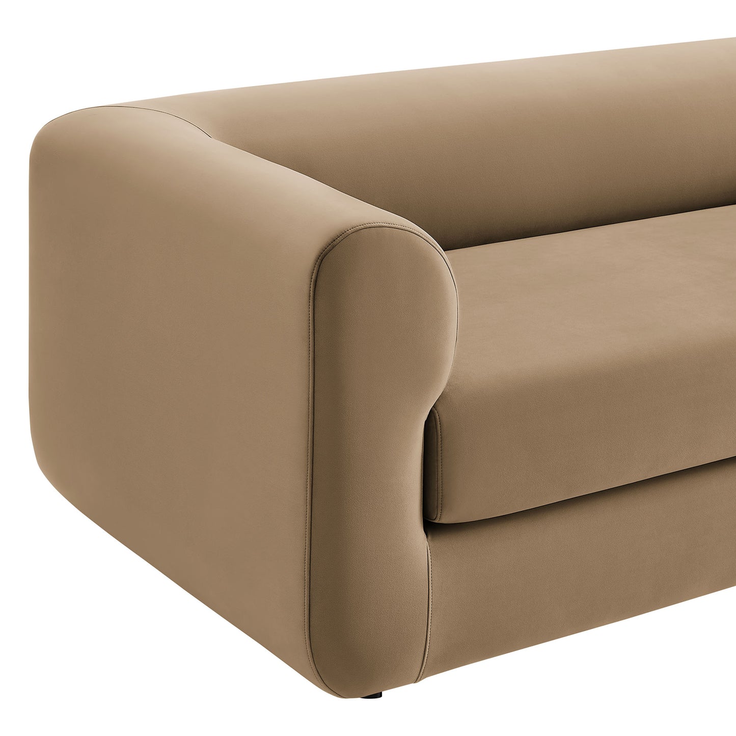 Emrys 89" Performance Velvet Upholstered Sofa in Taupe