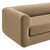 Emrys 89" Performance Velvet Upholstered Sofa in Taupe