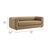 Emrys 89" Performance Velvet Upholstered Sofa in Taupe