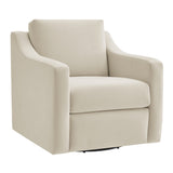 Finnian Performance Velvet Armchair in Alabaster