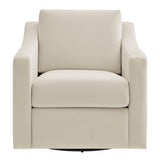 Finnian Performance Velvet Armchair in Alabaster