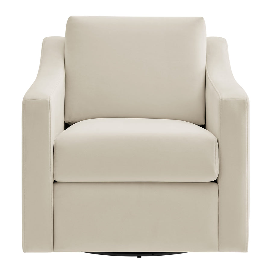 Finnian Performance Velvet Armchair in Alabaster