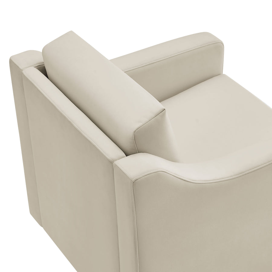 Finnian Performance Velvet Armchair in Alabaster