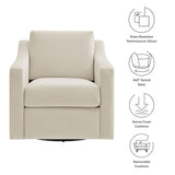 Finnian Performance Velvet Armchair in Alabaster