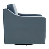 Finnian Performance Velvet Armchair in Cadet Blue