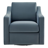 Finnian Performance Velvet Armchair in Cadet Blue
