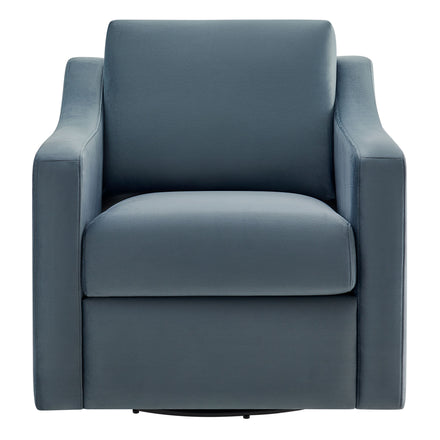 Liora Performance Velvet Armchair in Cadet Blue