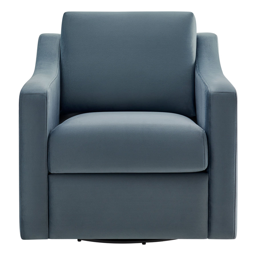 Finnian Performance Velvet Armchair in Cadet Blue