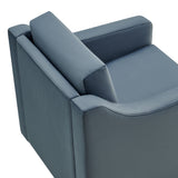 Finnian Performance Velvet Armchair in Cadet Blue