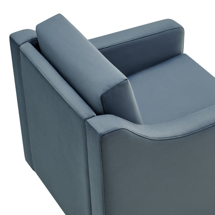 Liora Performance Velvet Armchair in Cadet Blue