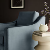 Finnian Performance Velvet Armchair in Cadet Blue
