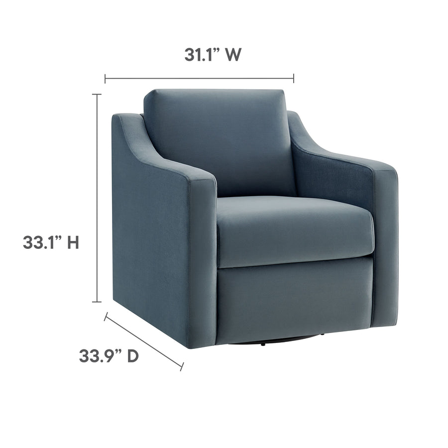 Finnian Performance Velvet Armchair in Cadet Blue