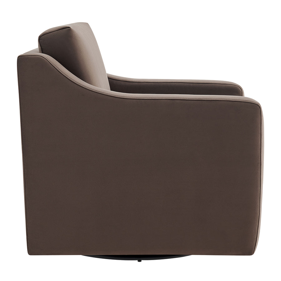 Finnian Performance Velvet Armchair in Chocolate