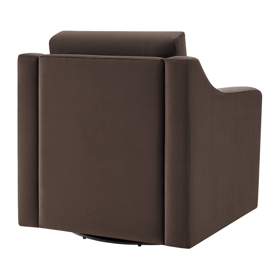 Finnian Performance Velvet Armchair in Chocolate