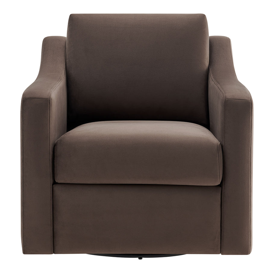 Finnian Performance Velvet Armchair in Chocolate