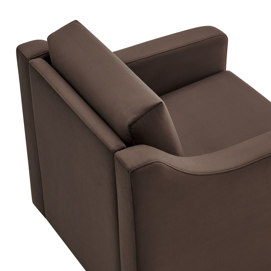 Finnian Performance Velvet Armchair in Chocolate