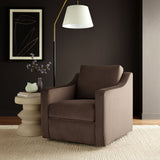 Finnian Performance Velvet Armchair in Chocolate