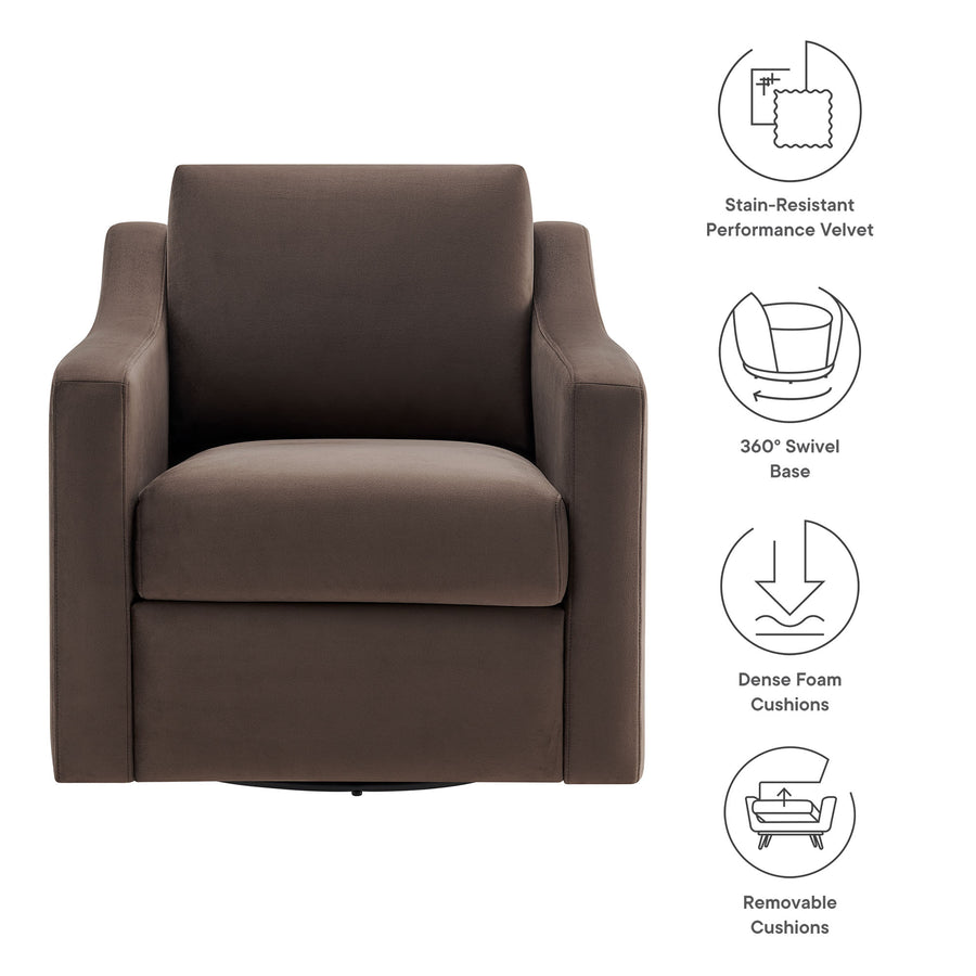 Finnian Performance Velvet Armchair in Chocolate