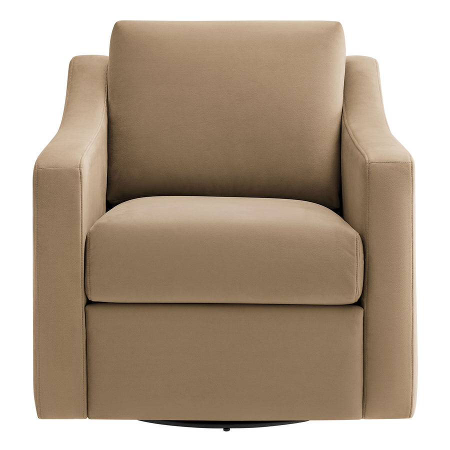Finnian Performance Velvet Armchair in Taupe