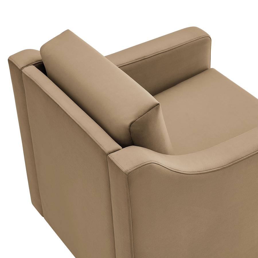 Finnian Performance Velvet Armchair in Taupe