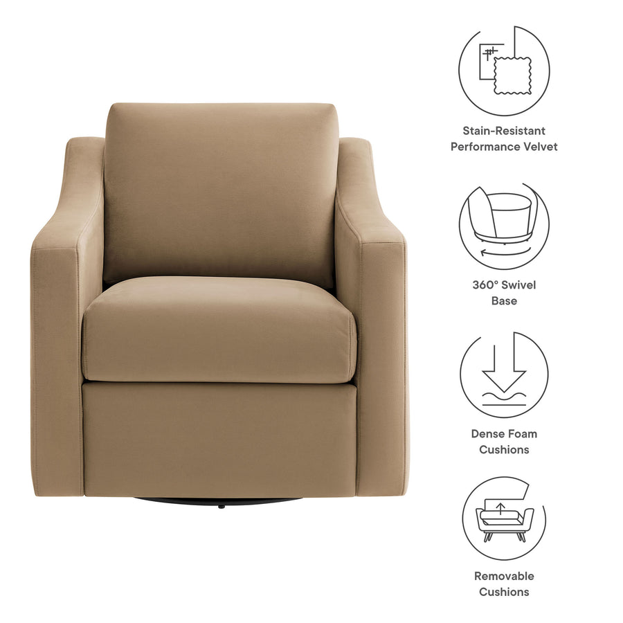 Finnian Performance Velvet Armchair in Taupe