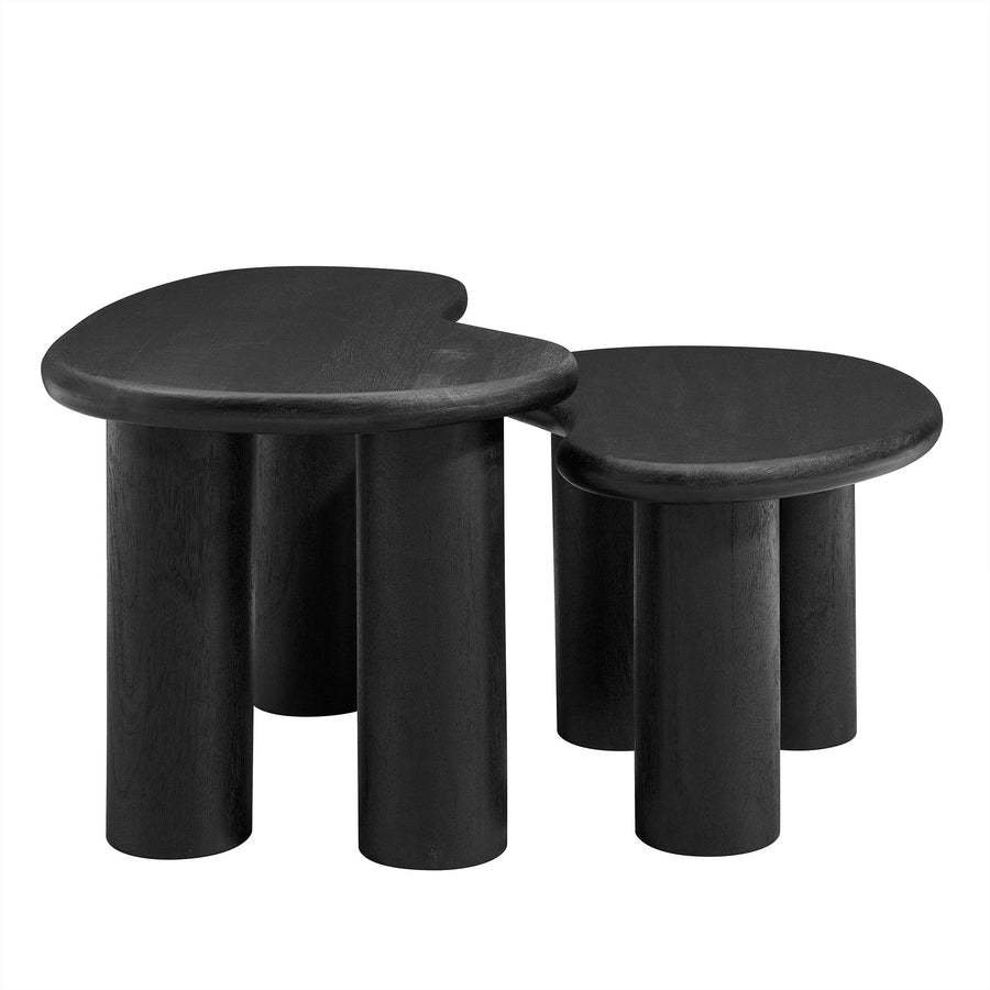 Celandine Mango Wood Nesting Coffee Table Set in Black