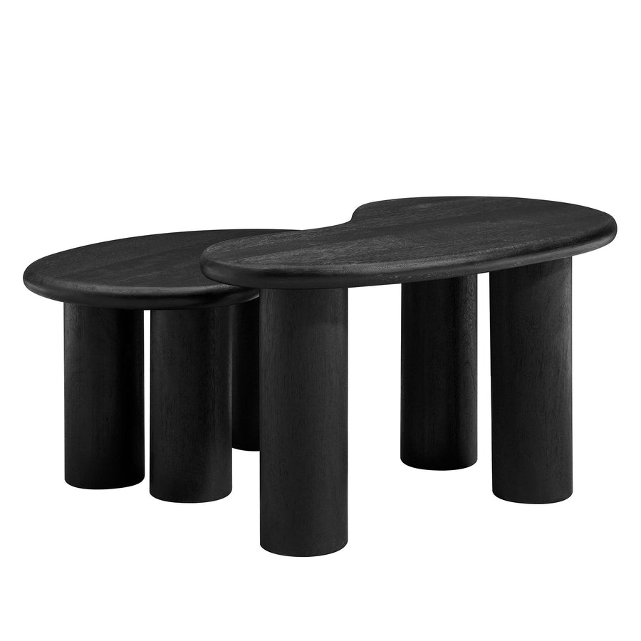 Celandine Mango Wood Nesting Coffee Table Set in Black