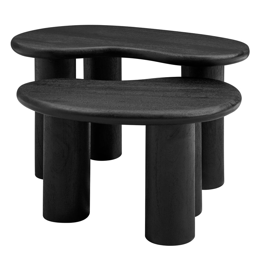 Celandine Mango Wood Nesting Coffee Table Set in Black