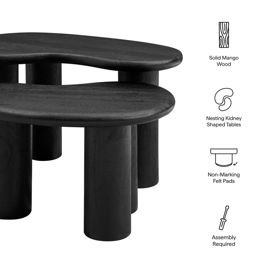 Celandine Mango Wood Nesting Coffee Table Set in Black