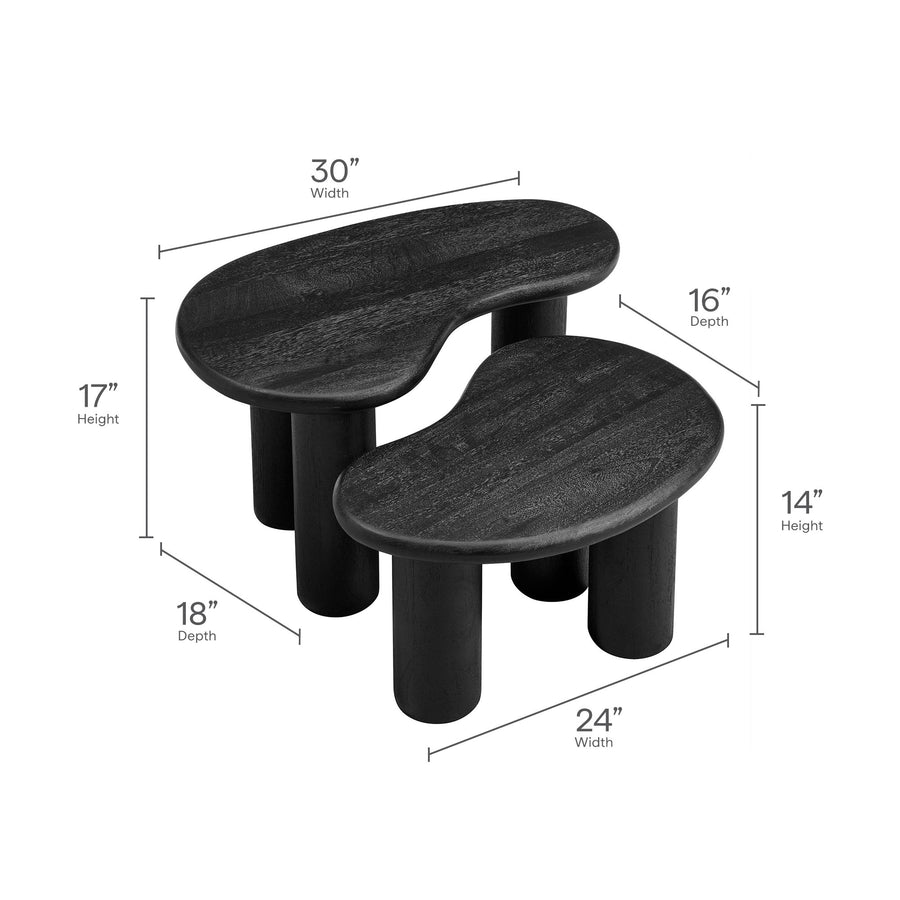 Celandine Mango Wood Nesting Coffee Table Set in Black