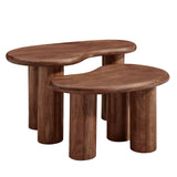 Celandine Mango Wood Nesting Coffee Table Set in Walnut