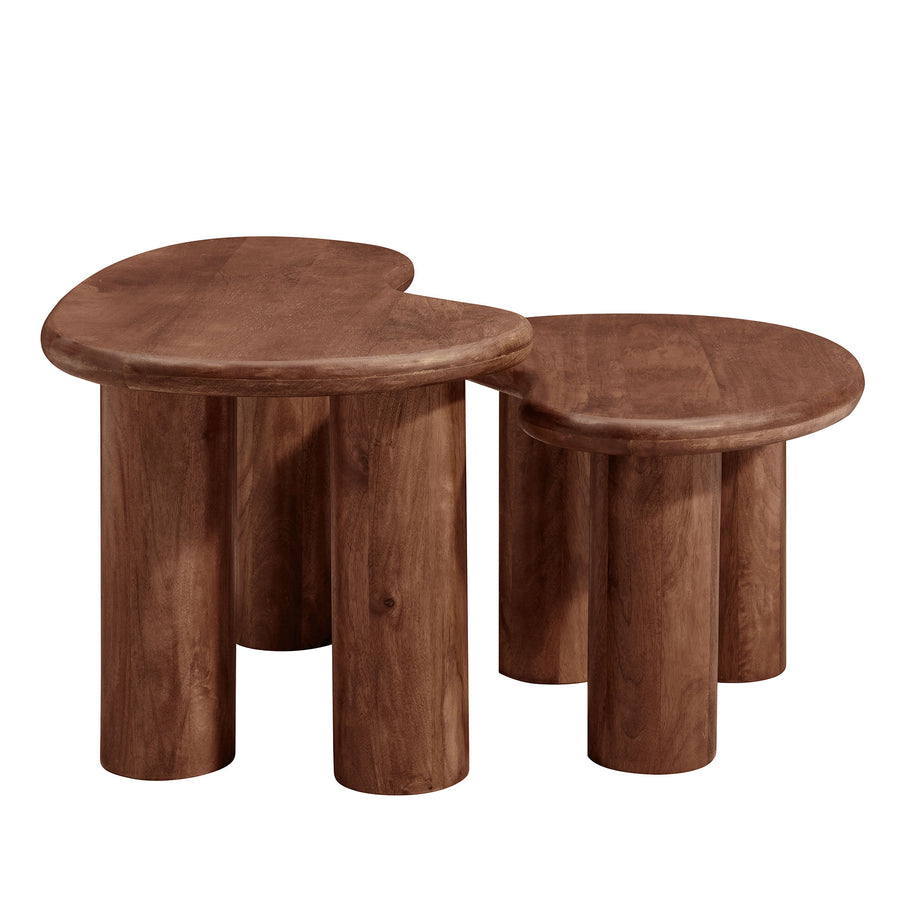 Celandine Mango Wood Nesting Coffee Table Set in Walnut