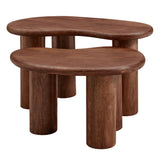 Celandine Mango Wood Nesting Coffee Table Set in Walnut