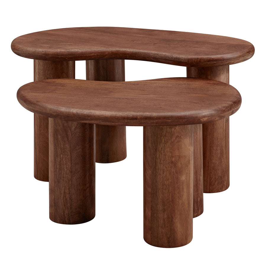 Celandine Mango Wood Nesting Coffee Table Set in Walnut