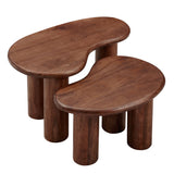 Celandine Mango Wood Nesting Coffee Table Set in Walnut