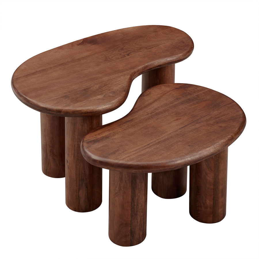 Celandine Mango Wood Nesting Coffee Table Set in Walnut