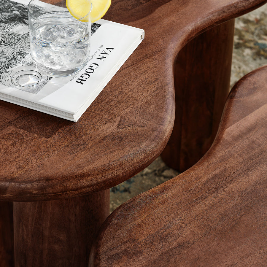 Celandine Mango Wood Nesting Coffee Table Set in Walnut