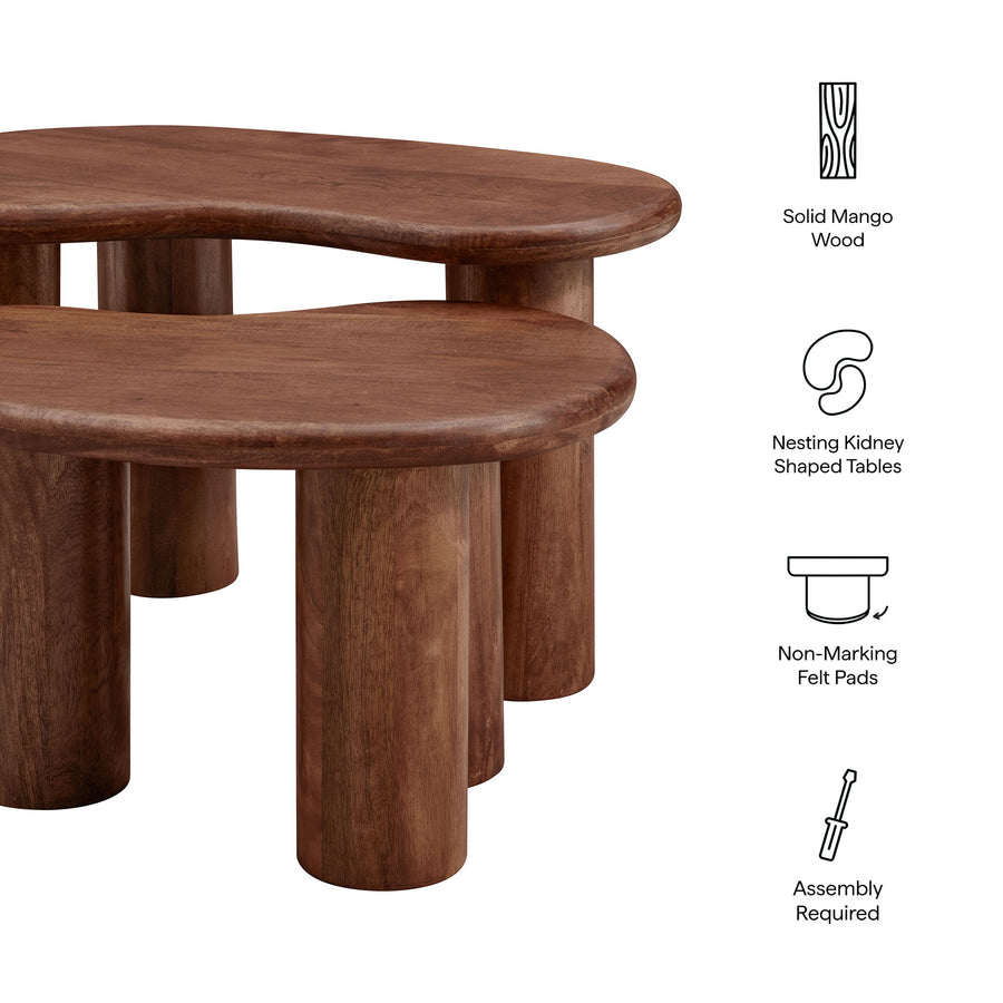 Celandine Mango Wood Nesting Coffee Table Set in Walnut