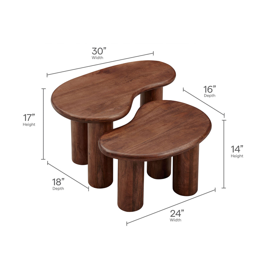 Celandine Mango Wood Nesting Coffee Table Set in Walnut