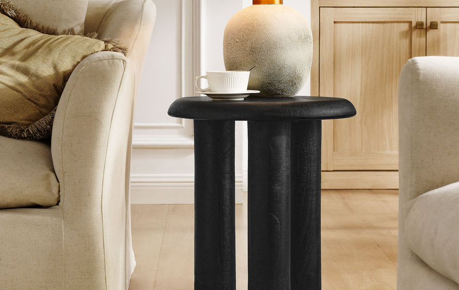 Lochlan Mango Wood Side Table in Black