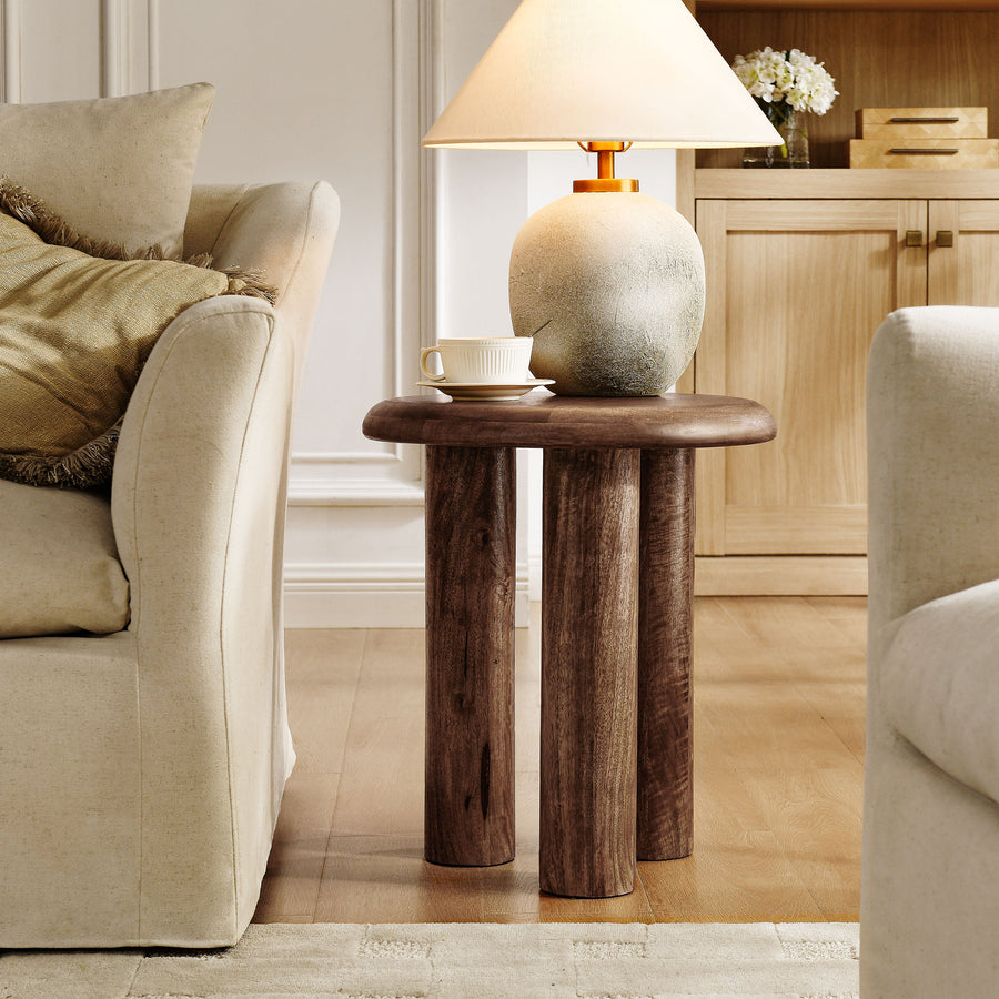 Lochlan Mango Wood Side Table in Walnut