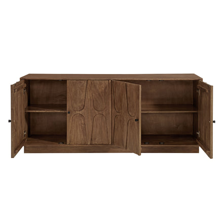 Veda 72" Mango Wood Sideboard Cabinet in Walnut