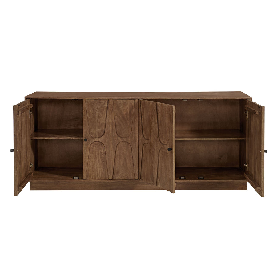 Vadstena 72" Mango Wood Sideboard Cabinet in Walnut