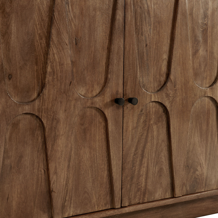 Vadstena 72" Mango Wood Sideboard Cabinet in Walnut