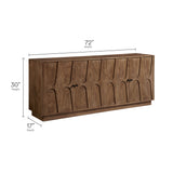 Vadstena 72" Mango Wood Sideboard Cabinet in Walnut